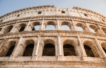 View of Colosseum in Rome, Italy copy space.