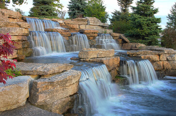 Beautiful waterfall in the park, Toronto, Canada.
