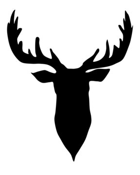 Silhouette of deer head isolated on white background. Art vector illustration
