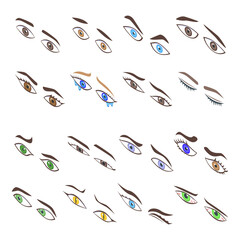 Eyes icons set. Isometric set of eyes vector icons for web design isolated on white background