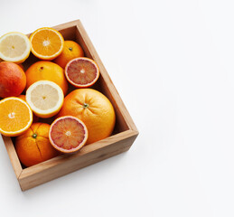 oranges in a wooden box