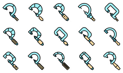 Fototapeta premium Micrometer icons set. Outline set of micrometer vector icons thin line color flat on white