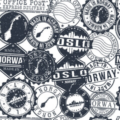 Oslo Norway Stamps. City Stamp Vector Art. Postal Passport Travel. Design Set Pattern.