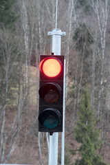 red traffic light on the street