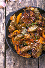 Fried Jerusalem artichoke with pumpkin  and seasonings