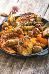 Fried Jerusalem artichoke with pumpkin  and seasonings
