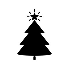 Fototapeta premium Isolated christmas tree black icon with star