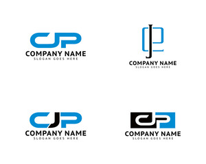 Set of Initial Letter CJP Logo Template Design