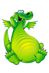 Naklejka premium FunnyCartoon Dragon Isolated on White