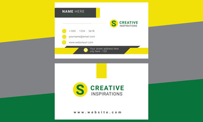 Modern creative corporate yellow and black business card design template.