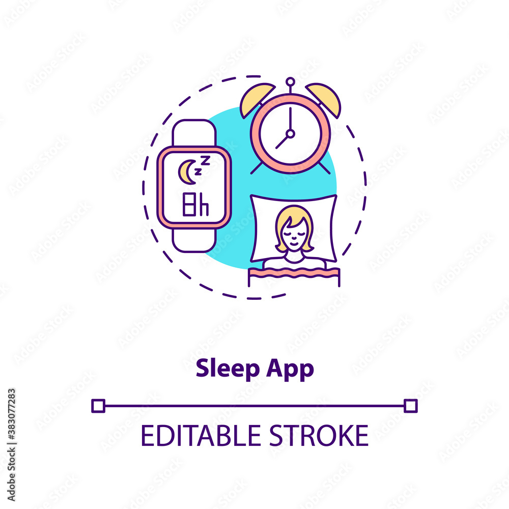Aufkleber sleep app concept icon. wearable technology feature idea thin line illustration. sleep tracker. slee
