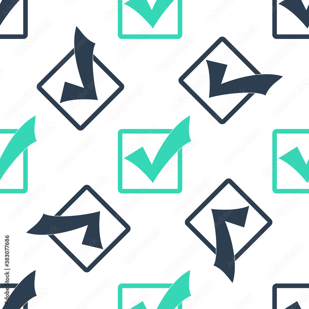 Poster green check mark in a box icon isolated seamless pattern on white background. tick symbol. check lis
