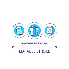 Drink water reminder app concept icon. Healthy lifestyle tool. Proper hydration. Smart watch application idea thin line illustration. Vector isolated outline RGB color drawing. Editable stroke