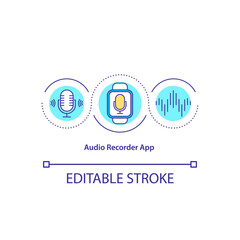 Audio record app concept icon. Useful media software. Internal audio. Sound and voice recording idea thin line illustration. Vector isolated outline RGB color drawing. Editable stroke