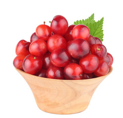 Felted cherry with leaves isolated on a white background