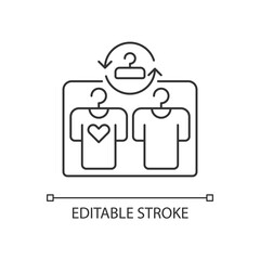 Second hand shop pixel perfect linear icon. Affordable retail service, budget shopping. Thin line customizable illustration. Contour symbol. Vector isolated outline drawing. Editable stroke