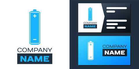 Logotype Battery icon isolated on white background. Logo design template element. Vector.