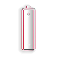 Paper cut Battery icon isolated on white background. Paper art style. Vector.
