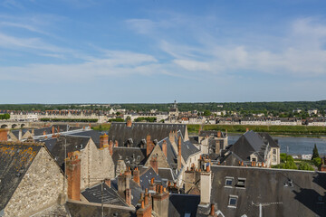 Panoramic view of City of Blois in Loire valley (France). Blois, Loir-et-Cher departement in Loire Valley, France.