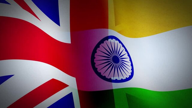 United Kingdom and India flags showing cooperation and friendship.