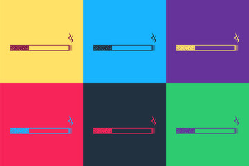 Pop art Cigarette icon isolated on color background. Tobacco sign. Smoking symbol. Vector.