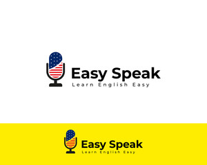 Learn speak english, logo design vector
