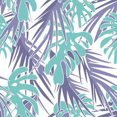 Tropical Leaves Seamless Pattern. Hand Drawn Background. 