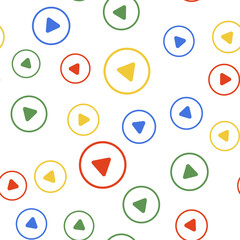 Color Play icon isolated seamless pattern on white background. Vector.