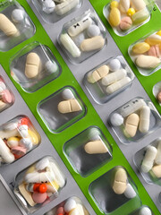 Weekly supply of prescription pills in blister pack