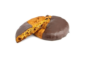 Chocolate oatmeal cookies isolated on white background