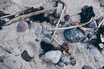 close up of the beach stones