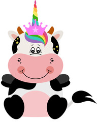 Cute cow with unicorn horn
