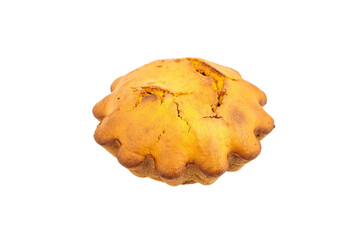 Pumpkin homemade cake isolated on white