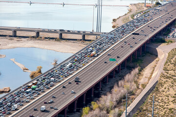 Fototapeta premium Traffic backup near Phoenix, Arizona 