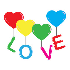 heart balloon pink lettering love vector illustration