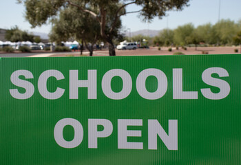 School Open sign during pandemic