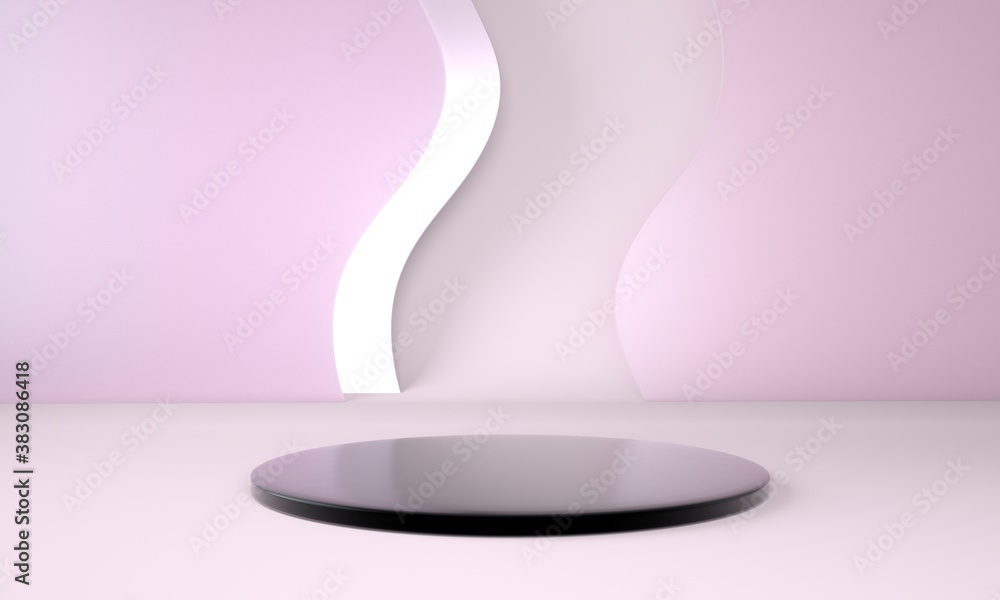 Poster podium use for product presentation. abstract wave background. 3d rendering - illustration.