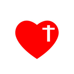 Obraz premium heart icon with cross on white background