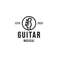 Guitar Musical Logo design Vector