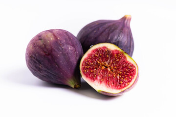 isolate, ripe figs on white background, close-up