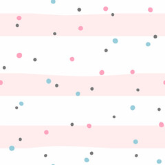 Seamless pattern with scattered small dots on uneven striped background. Cute vector illustration. - 383088430
