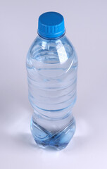 clear water bottle on white