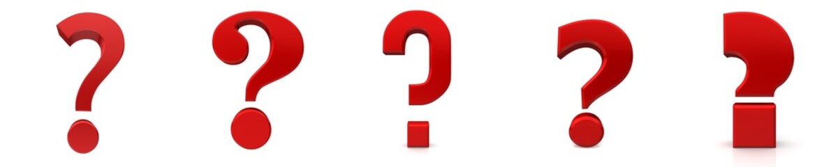 Question mark red 3d interrogation point signs symbols query icons rendering set