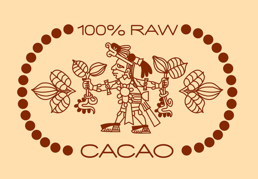 Aztec cacao food logo design with tribal elements.