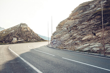 Mountain road at Austria. Backplate road. Grossglockner High Alpine Road.