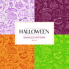 Halloween holiday seamless pattern design. Vector illustration.