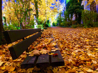 Beautiful cemetary or graveyard Südfriedhof Sudfriedhof in Munich, Germany, famous landmark...