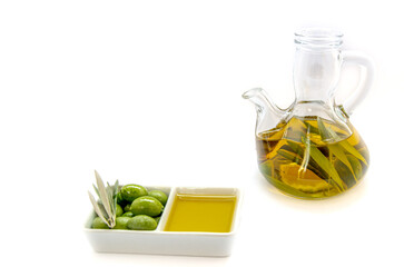 Pure virgin olive oil with olives