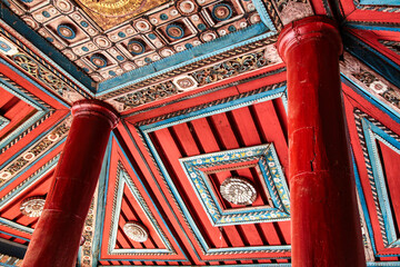 Interior of the golden Shwezigon Pagoda or Shwezigon Paya in Bagan, Myanmar.