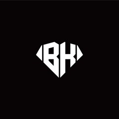 B K initial letter with diamond shape origami style logo template vector